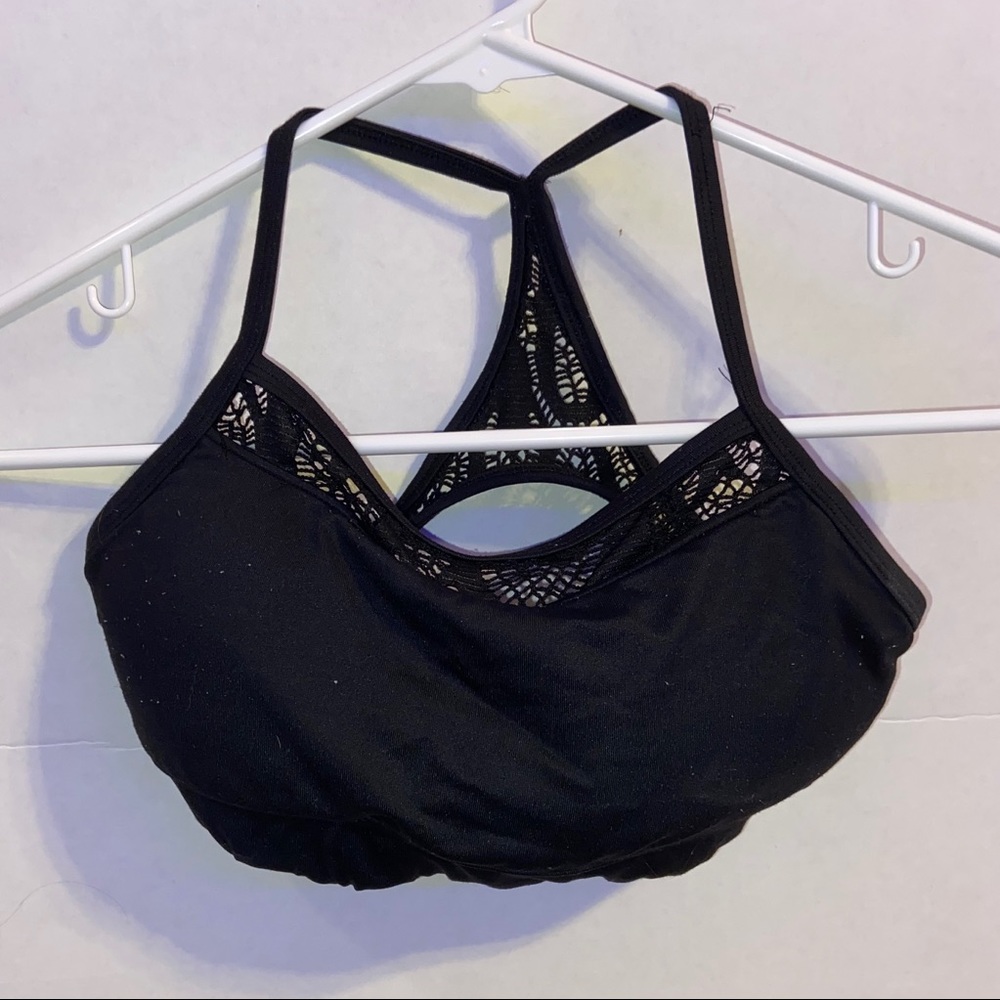 Black Petite Top W/ Lace Detail